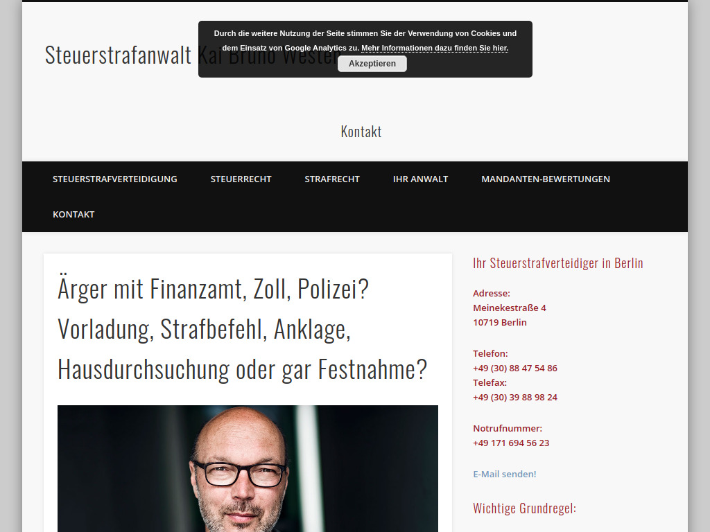 Website von Fachanwaltskanzlei Kai Bruno Westen in Berlin