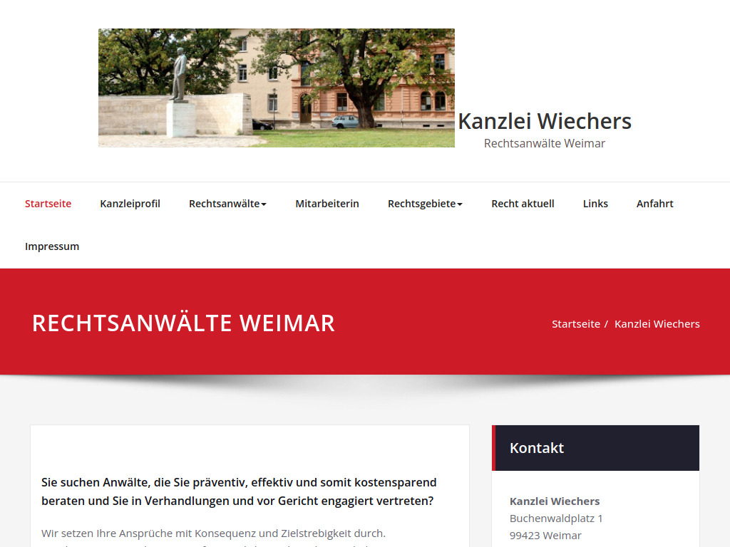Website von Rechtsanwaltskanzlei Wiechers in Weimar