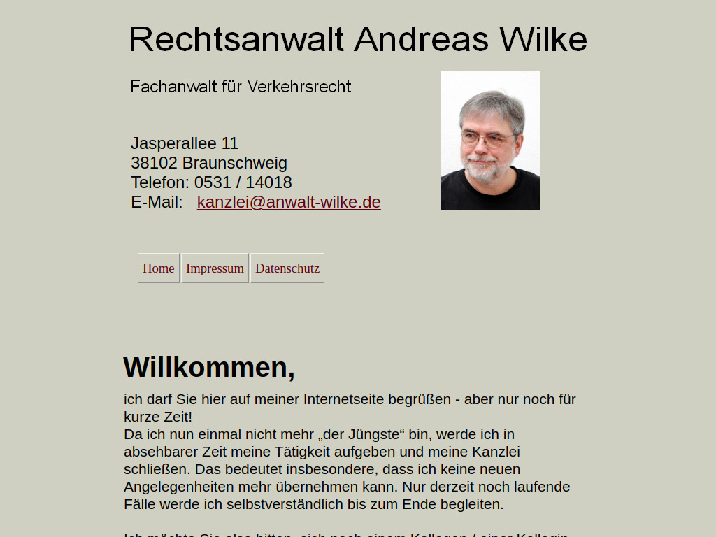 Website von Rechtsanwalt Andreas Wilke in Braunschweig