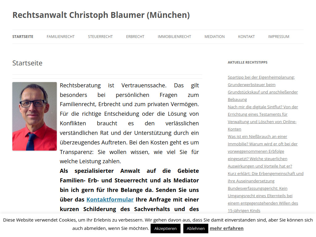 Website von Rechtsanwalt Christoph Blaumer in München