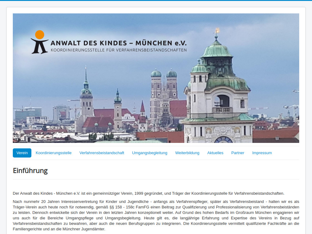 Website von Anwalt des Kindes München e.V. in München-Haidhausen