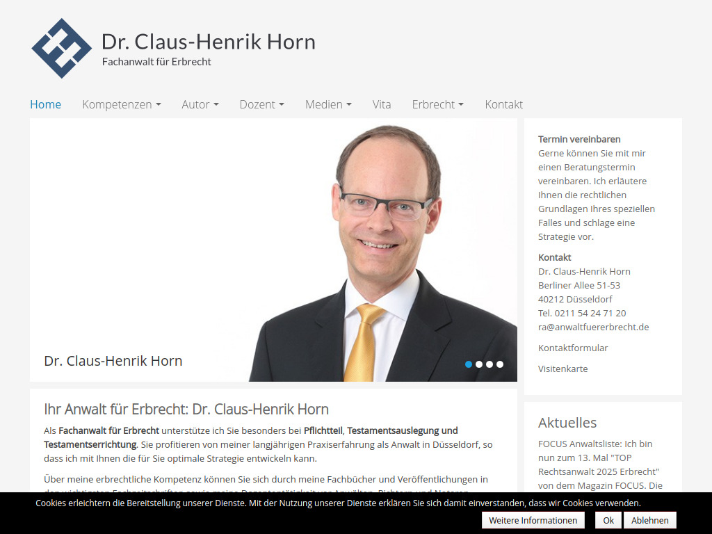 Website von Dr. Claus-Henrik Horn in Düsseldorf