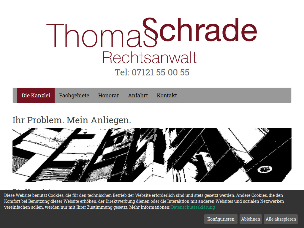 Website von Rechtsanwaltskanzlei Thomas Schrade in Reutlingen