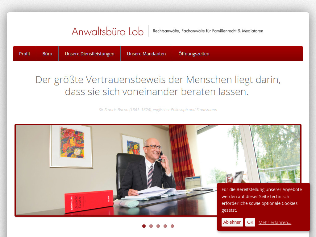 Website von Anwaltsbüro Lob in Aachen