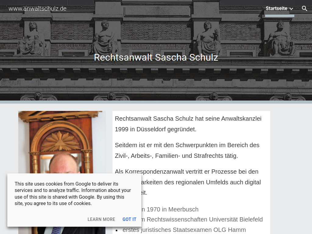 Website von Rechtsanwalt Sascha Schulz in Düsseldorf
