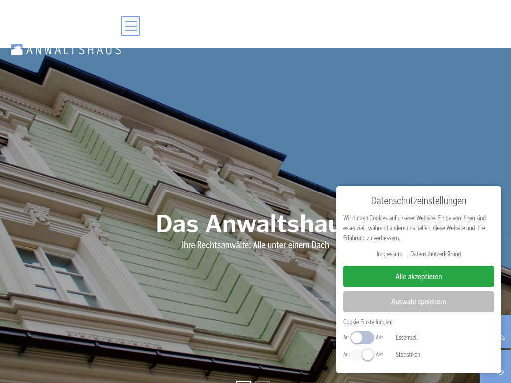 Website von Anwaltskanzlei Anwaltshaus Rechtsanwälte Gerle und Partner mbB in Augsburg