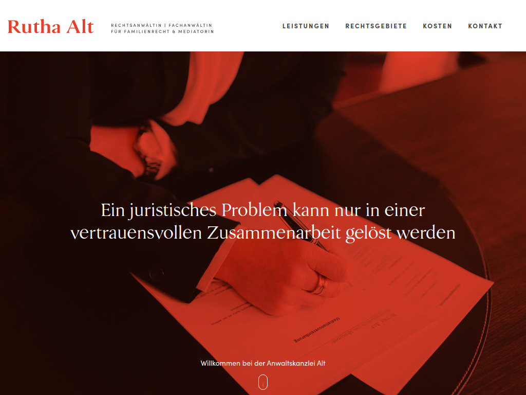 Website von Rutha Alt - Anwältin und Mediatorin in Hamburg