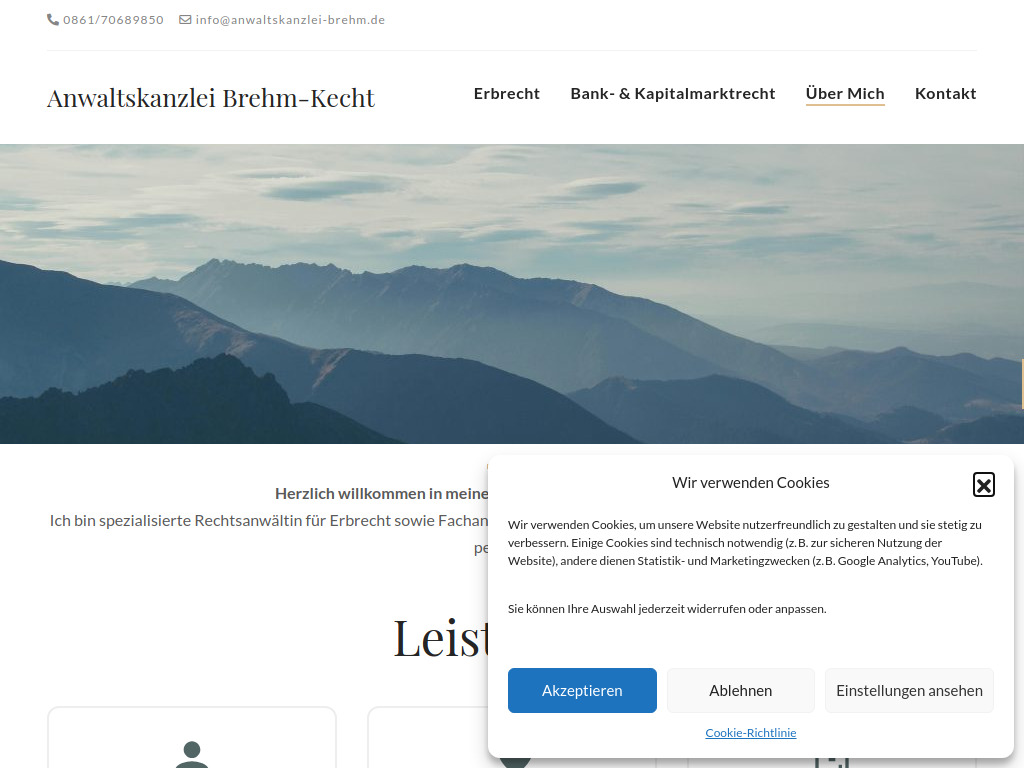 Website von Anwaltskanzlei Eva Brehm-Kecht in Erlstätt