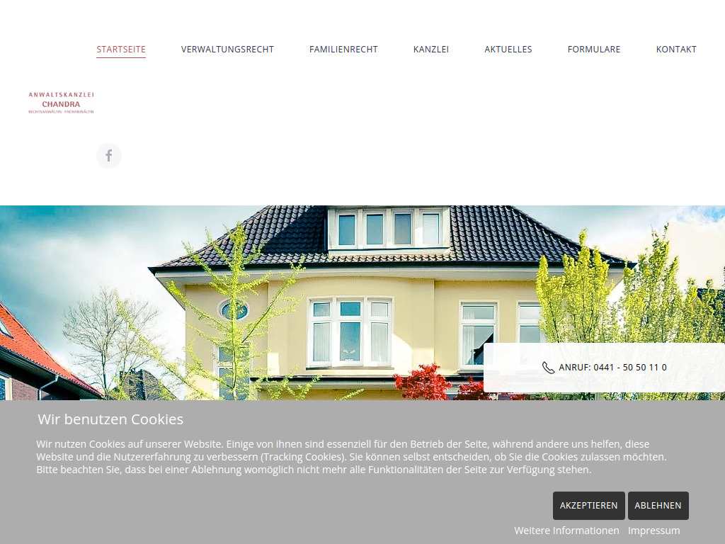 Website von Anwaltskanzlei Maike Chandra in Oldenburg