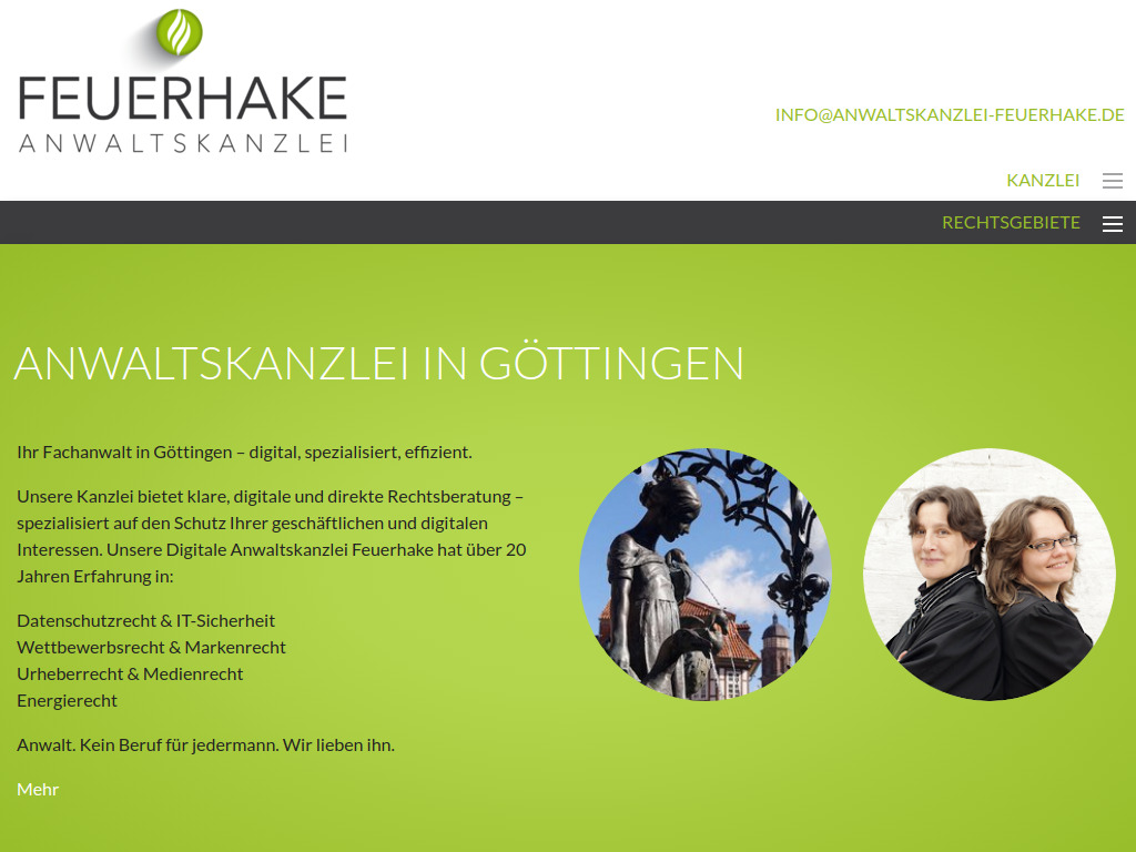Website von Feuerhake Anwaltskanzlei in Göttingen