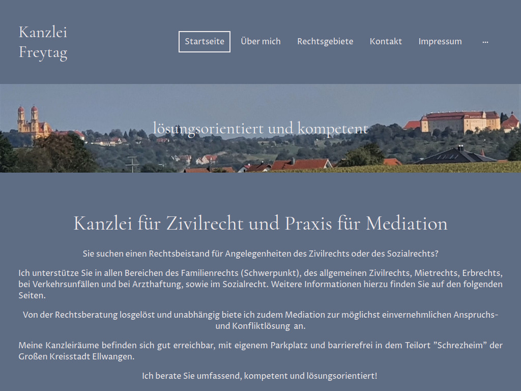 Website von Anwaltskanzlei Freytag in Ellwangen/Jagst