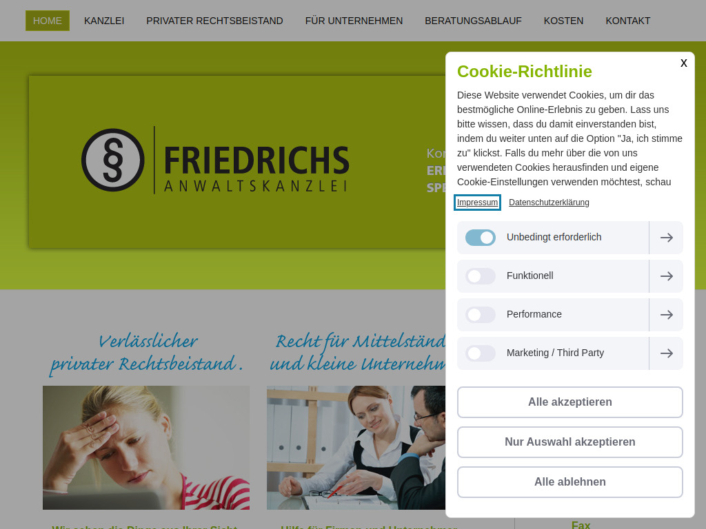 Website von Anwaltskanzlei Friedrichs in Spraitbach