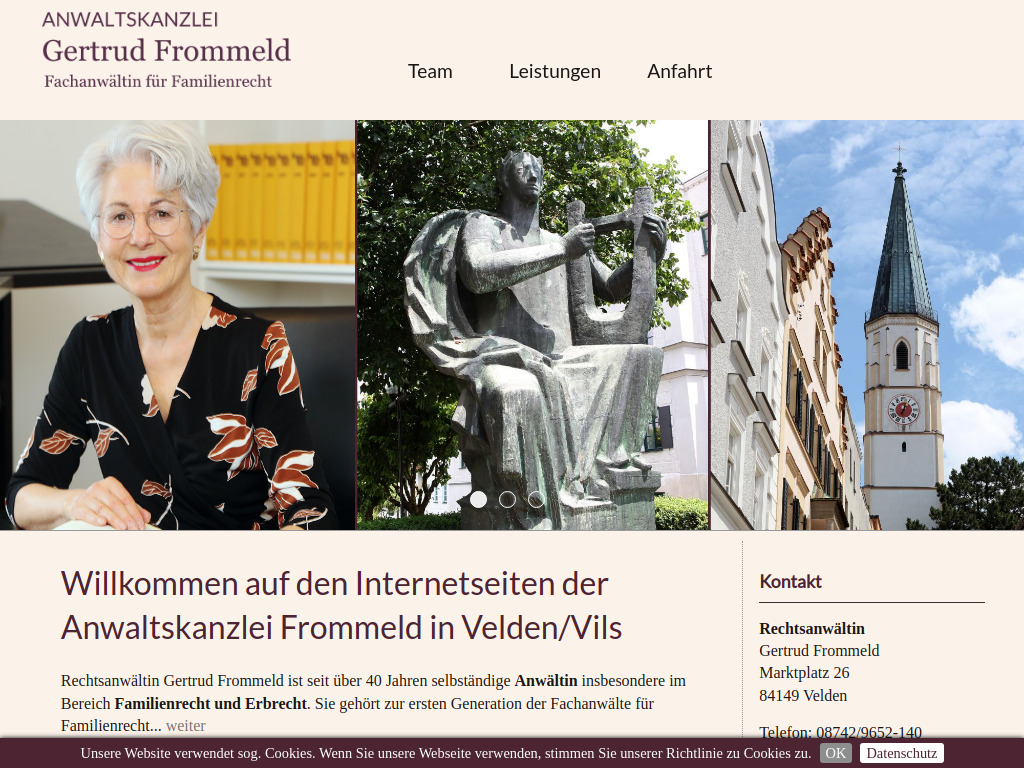 Website von Anwaltskanzlei Frommeld in Velden