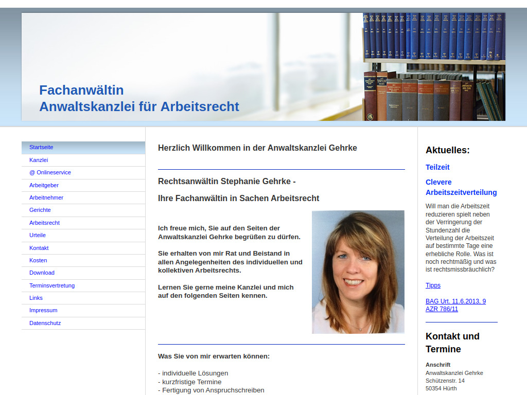 Website von Anwaltskanzlei Gehrke in Hürth