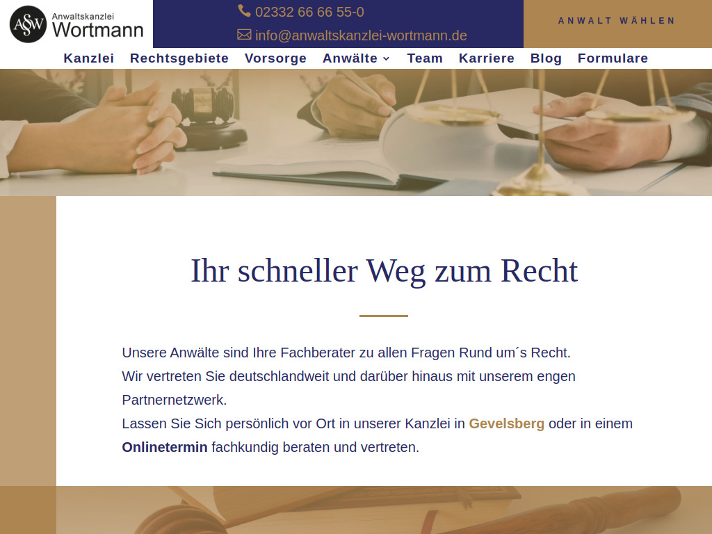 Website von Kanzlei Wortmann in Gevelsberg