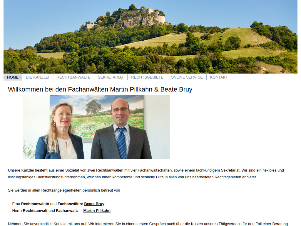 Website von Rechtsanwälte Pillkahn & Bruy in Singen