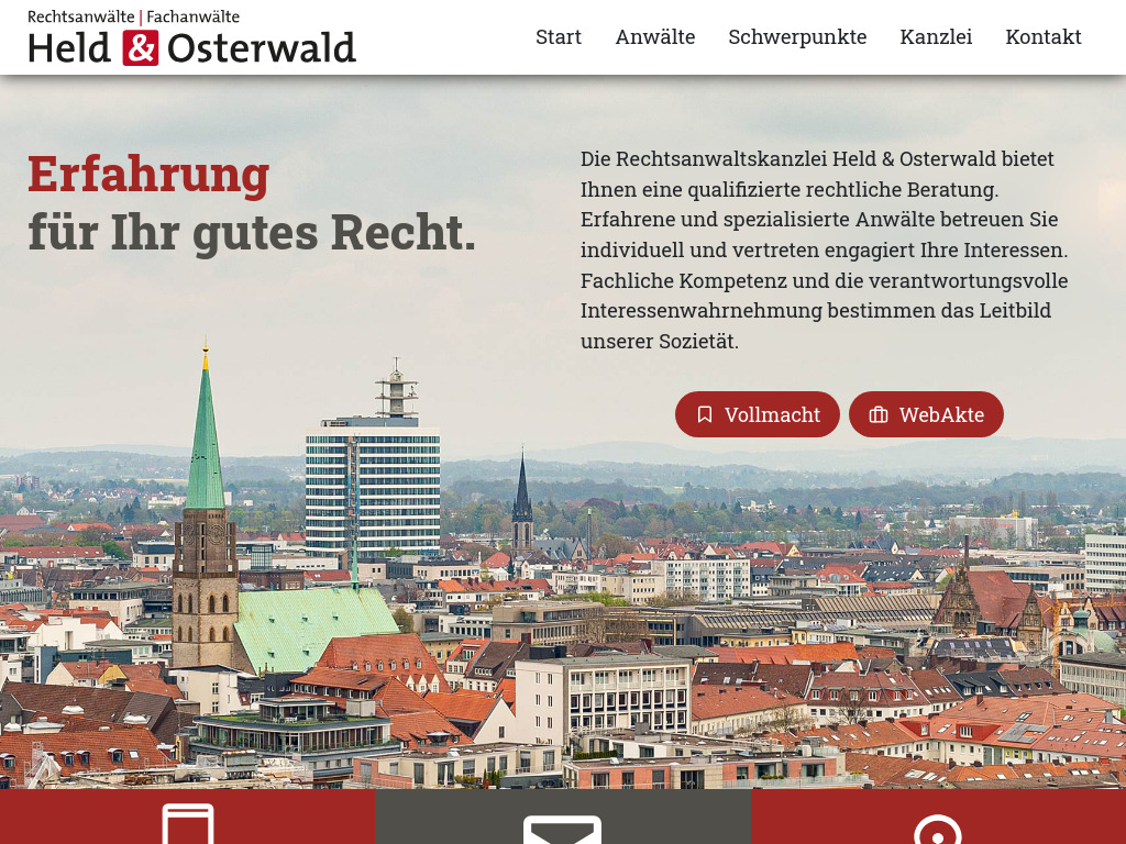 Website von Rechtsanwaltskanzlei Held & Osterwald