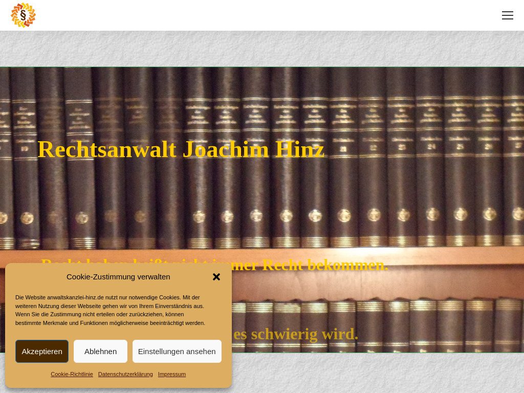 Website von Rechtsanwaltskanzlei Hinz in Lauterbach