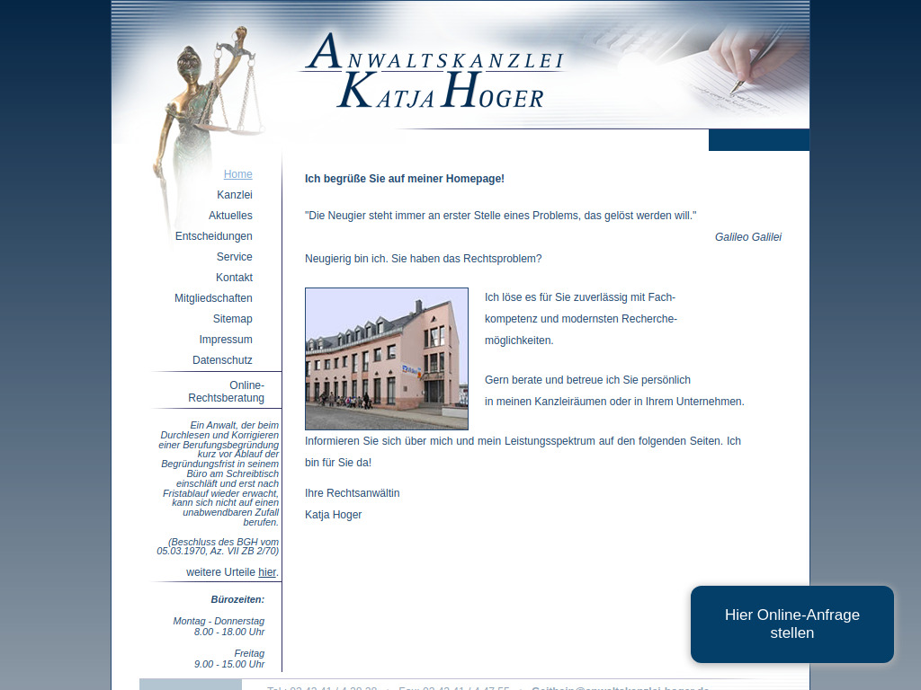 Website von Rechtsanwältin Katja Hoger in Geithain
