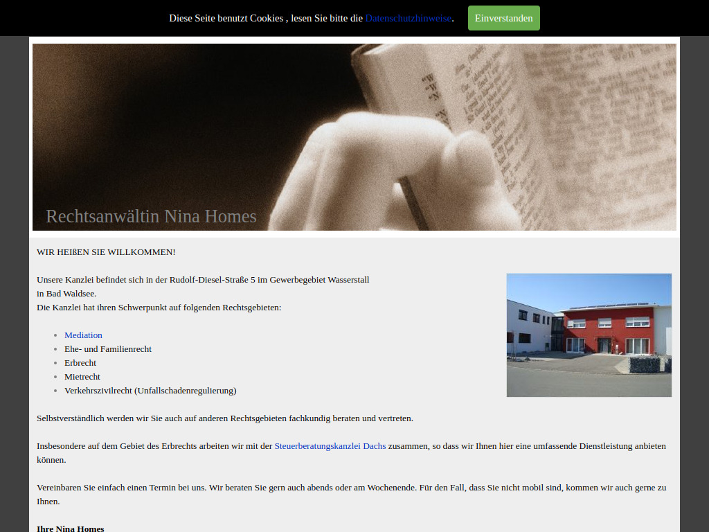 Website von Rechtsanwältin Nina Homes in Bad Waldsee
