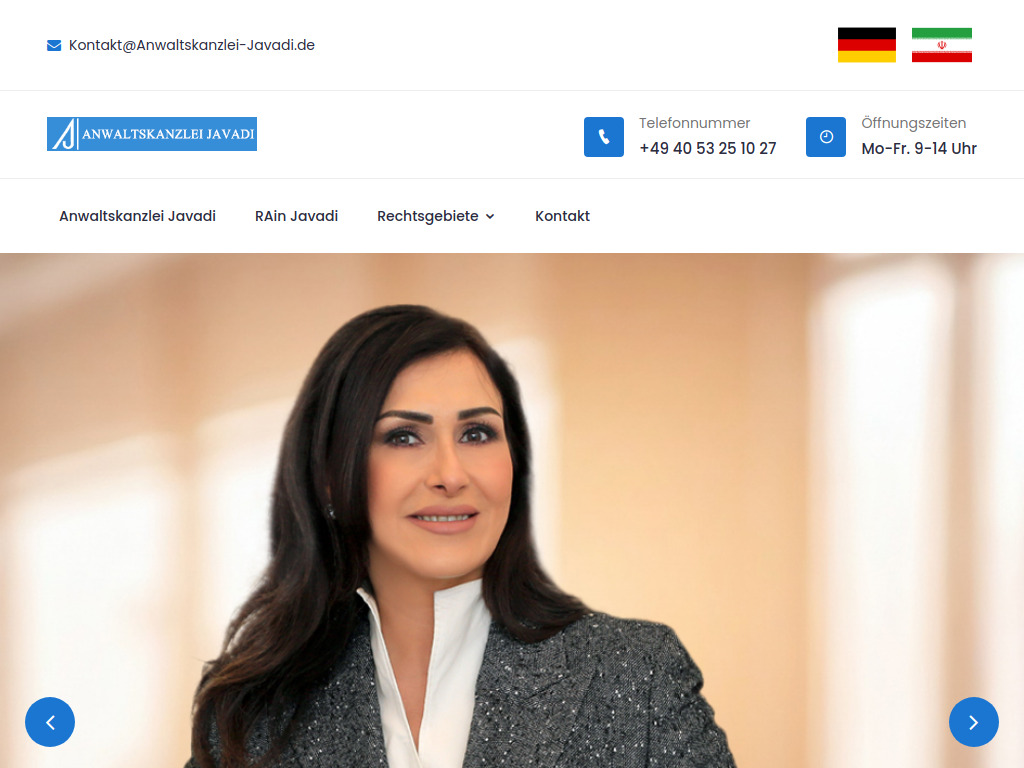 Website von Anwaltskanzlei Javadi in Hamburg