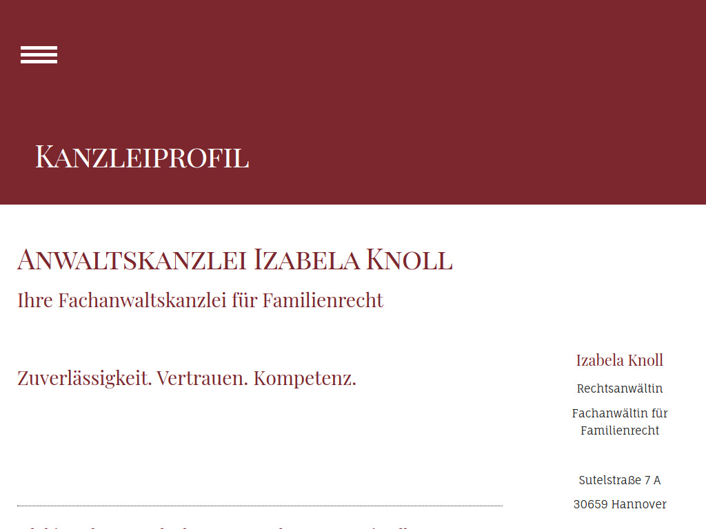 Website von Anwaltskanzlei Izabela Knoll in Hannover