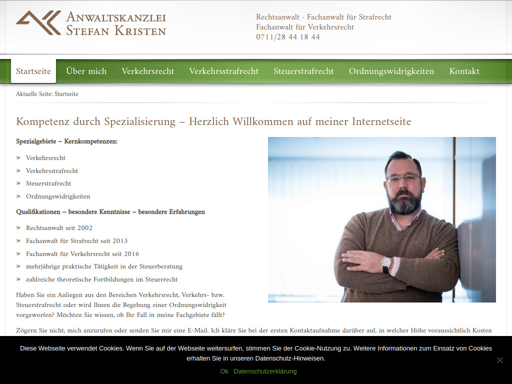 Website von Rechtsanwalt Stefan Kristen in Stuttgart