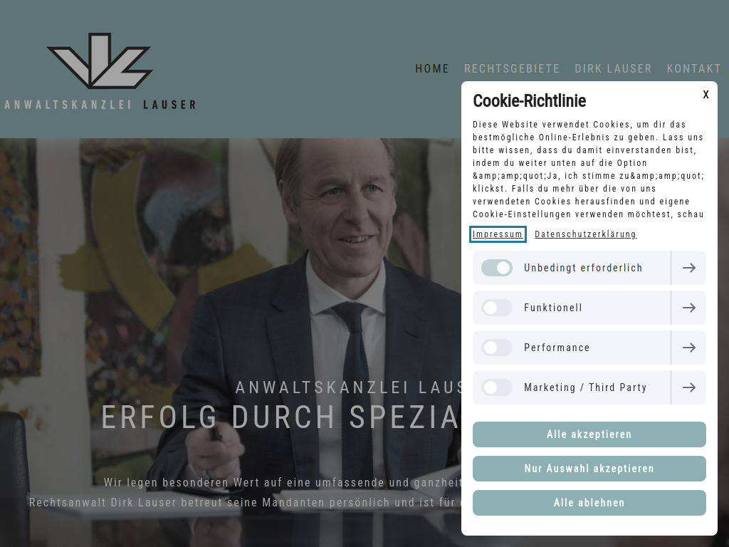Website von Anwaltskanzlei Lauser in Stuttgart