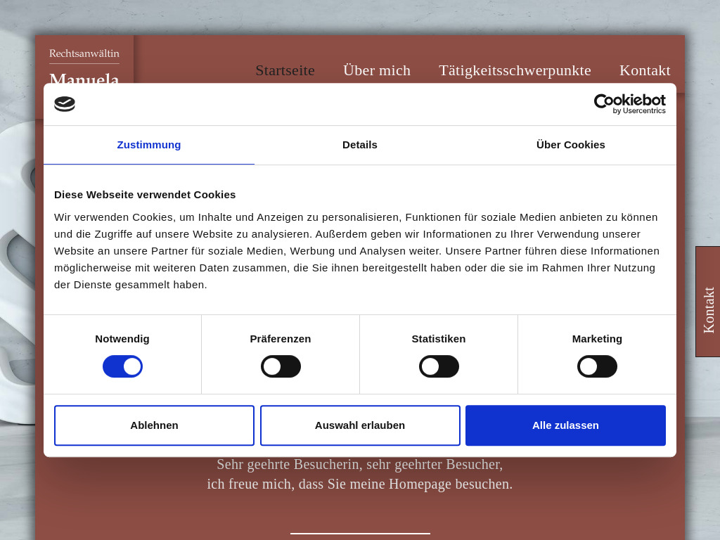 Website von Rechtsanwältin Manuela Melegari in Erfurt