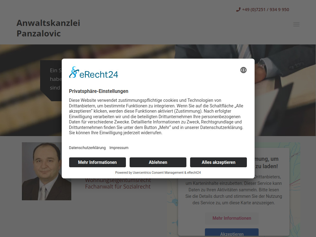 Website von Anwaltskanzlei Panzalovic in Bruchsal
