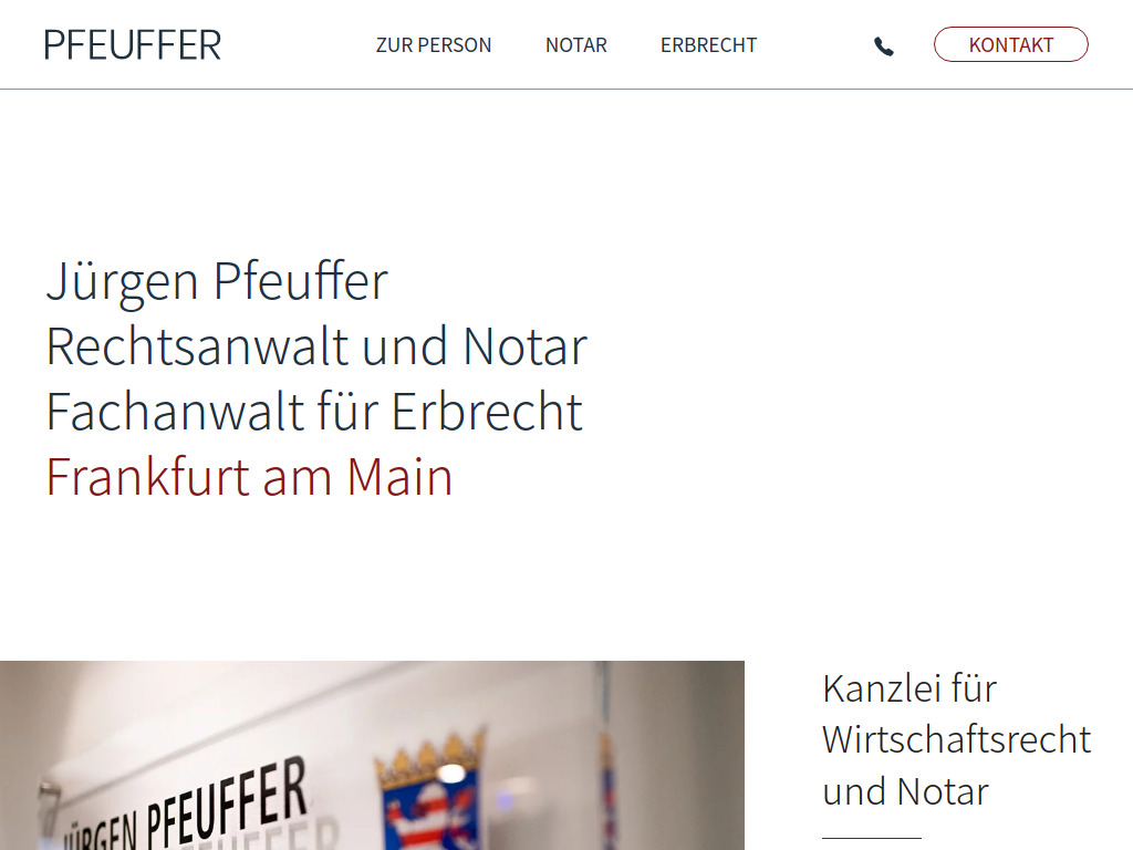 Website von Rechtsanwalt und Notar Jürgen Pfeuffer in Frankfurt am Main