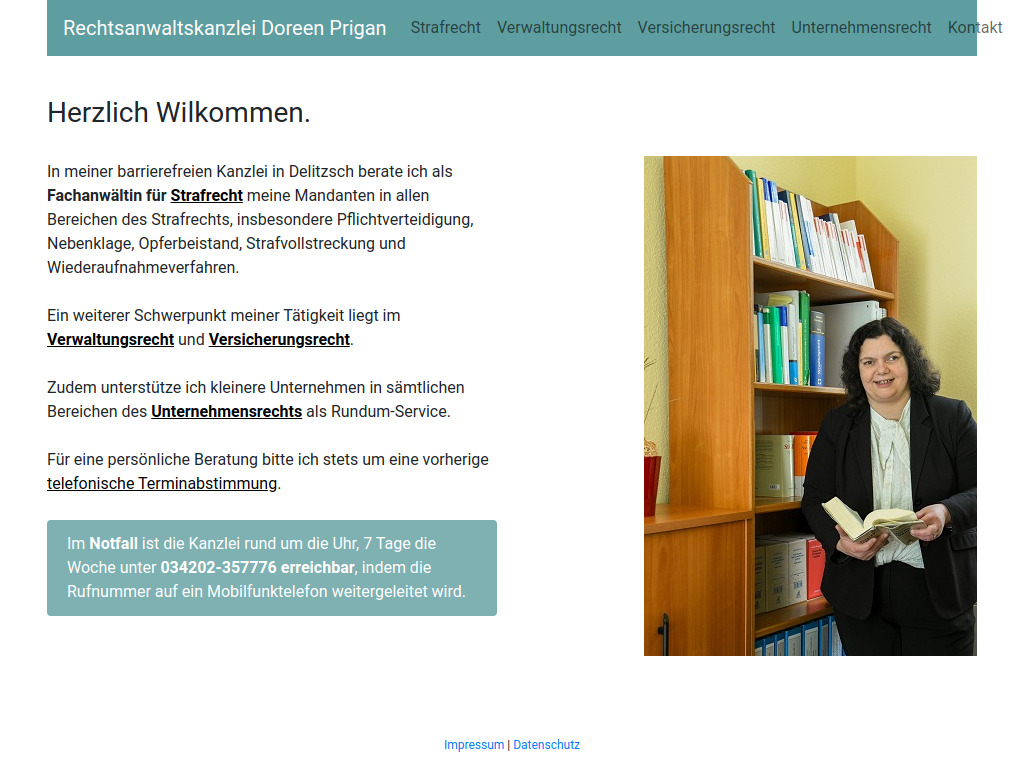 Website von Rechtsanwältin Doreen Prigan in Delitzsch