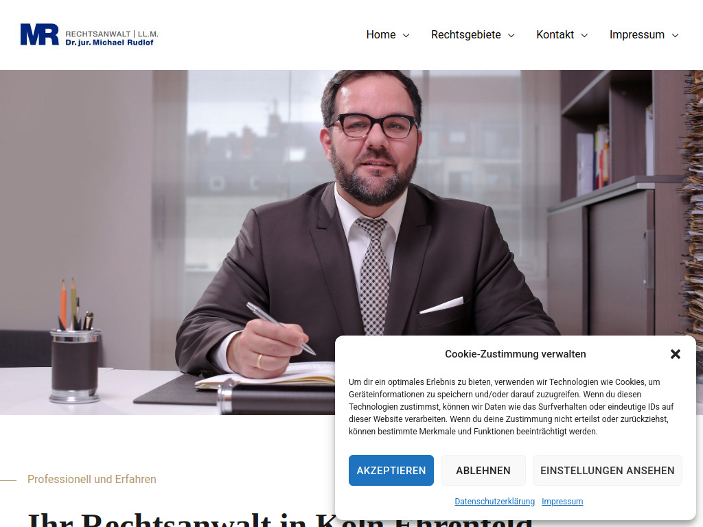 Website von Anwaltskanzlei Rudlof in Köln