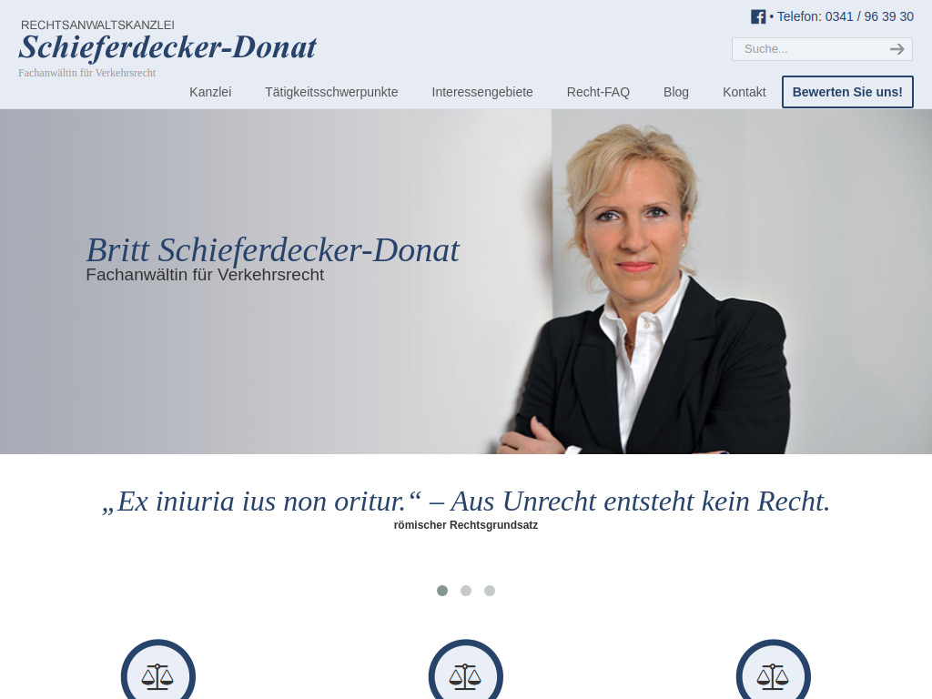 Website von Rechtsanwaltskanzlei Schieferdecker-Donat in Leipzig