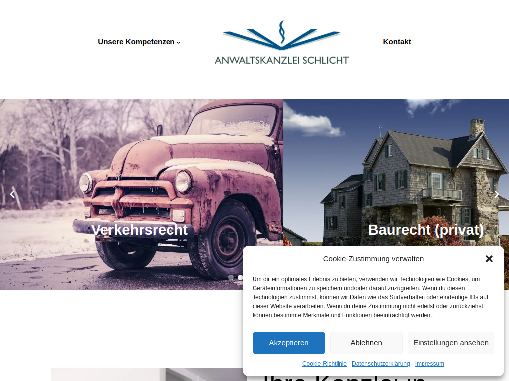 Website von Anwaltskanzlei Schlicht in Sachsenheim