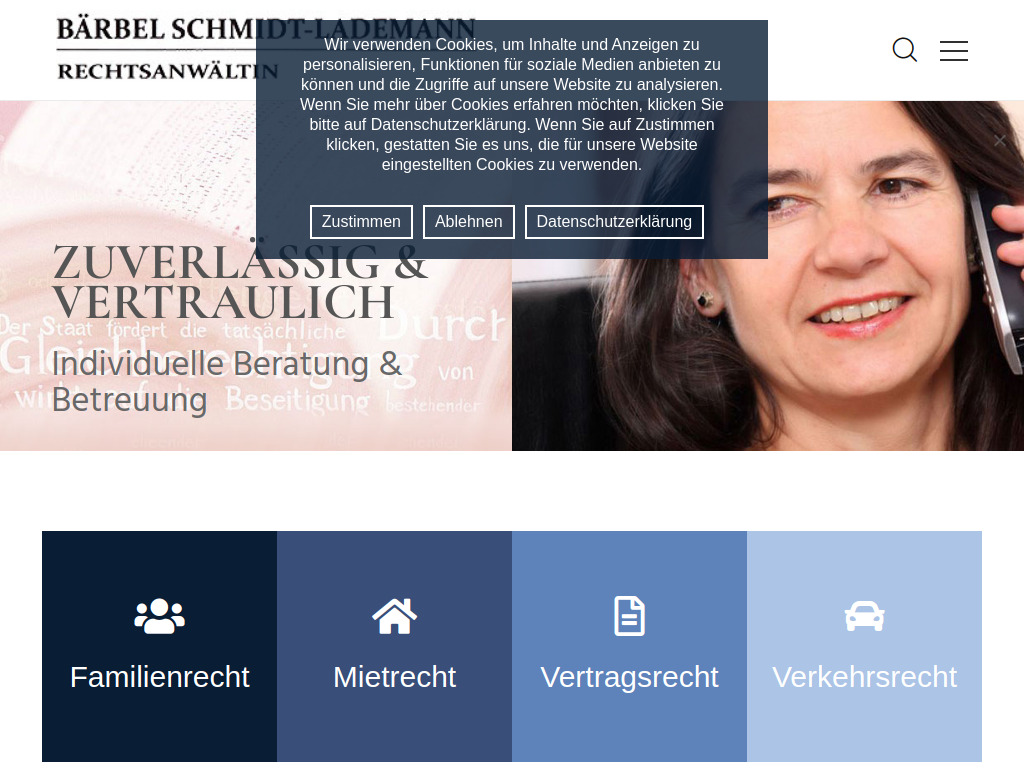 Website von Rechtsanwältin Bärbel Schmidt-Lademann in München