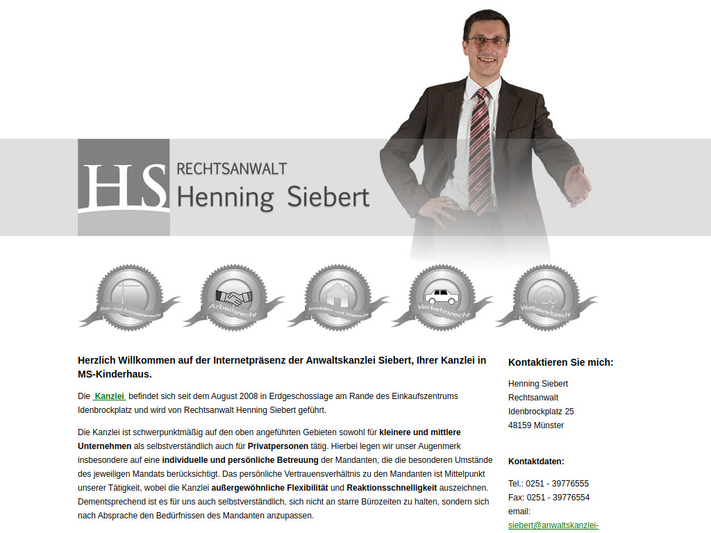 Website von Anwaltskanzlei Siebert in Münster