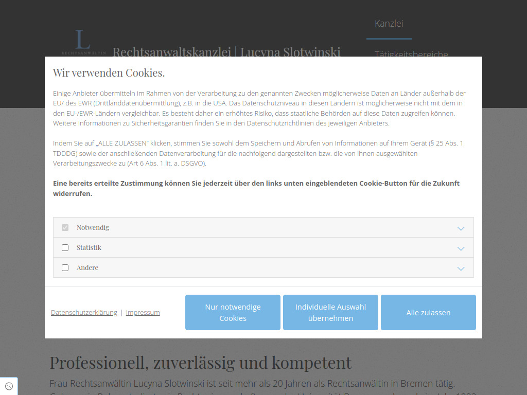 Website von Rechtsanwaltskanzlei Lucyna Slotwinski in Bremen