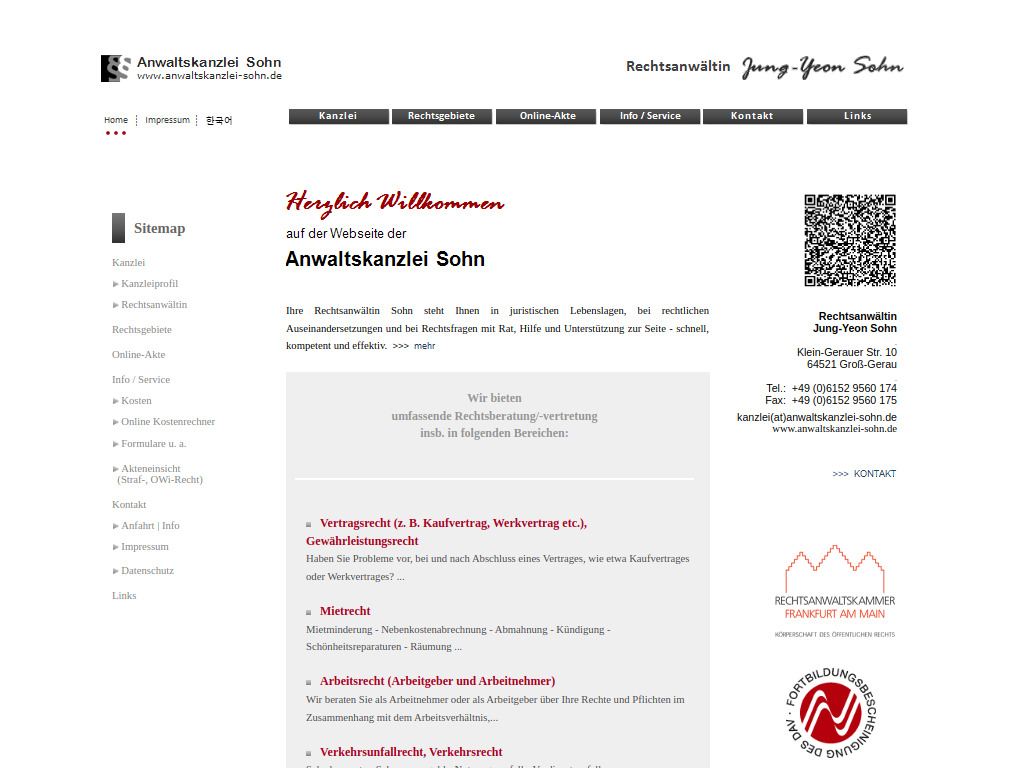 Website von Anwaltskanzlei Sohn in Groß-Gerau