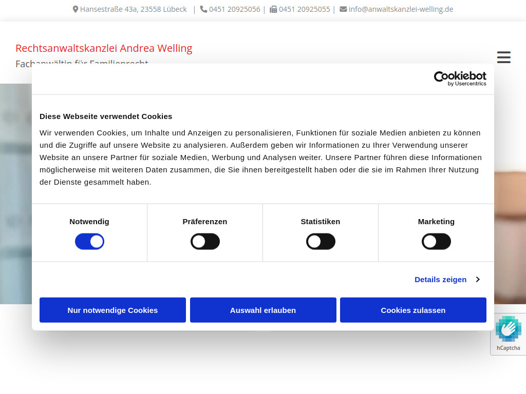 Website von Rechtsanwaltskanzlei Andrea Welling