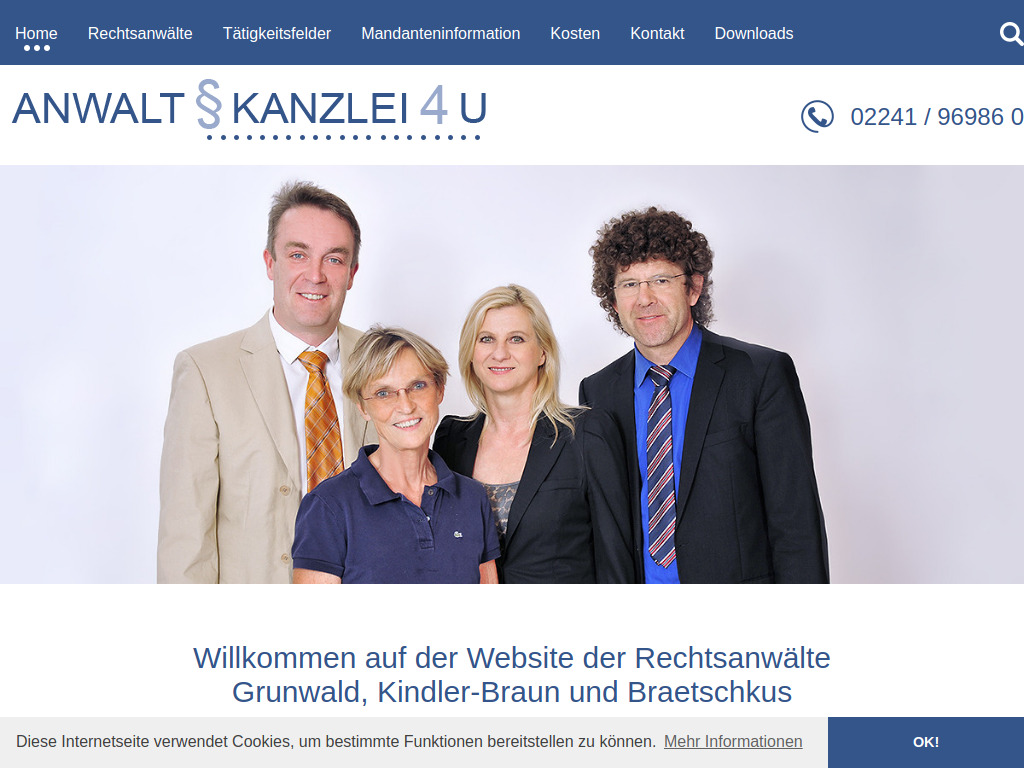 Website von Rechtsanwälte Grunwald, Kindler-Braun, Braetschkus in Siegburg