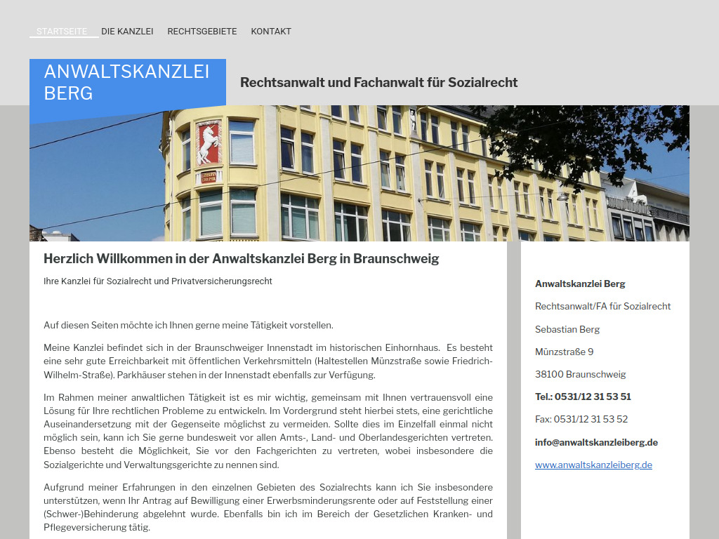 Website von Anwaltskanzlei Berg in Braunschweig