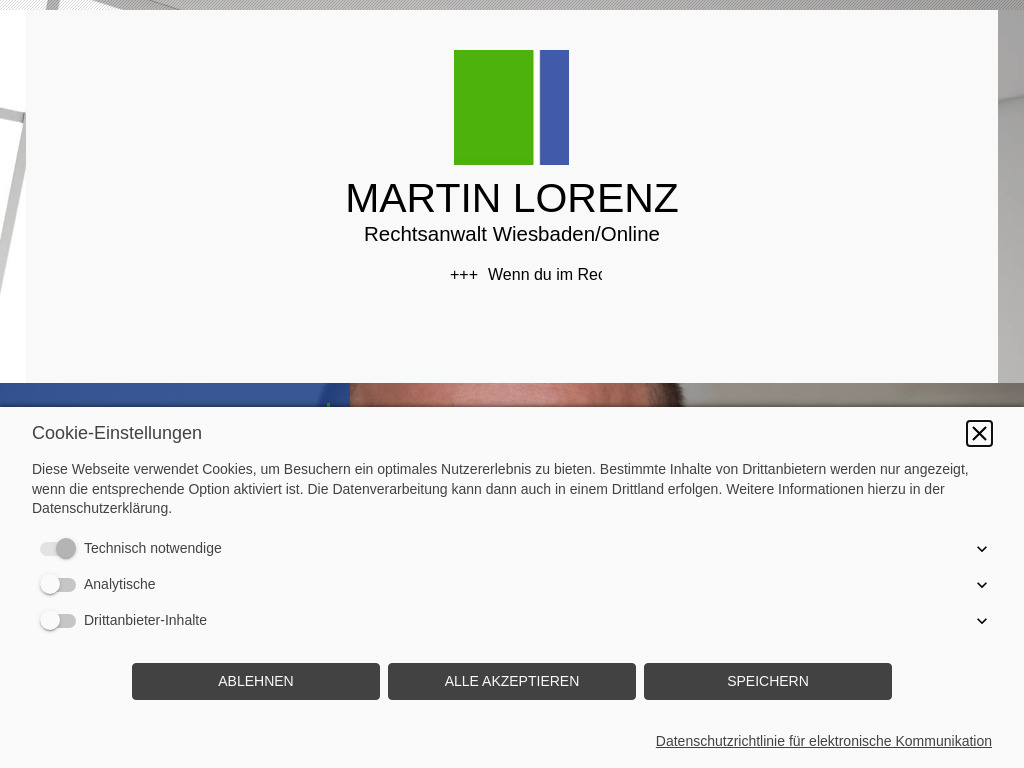 Website von Rechtsanwalt Martin Lorenz in Wiesbaden