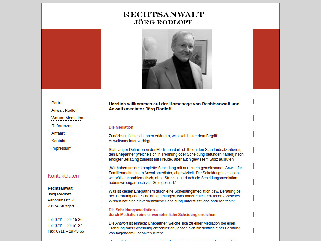 Website von Rechtsanwalt Jörg Rodloff in Stuttgart