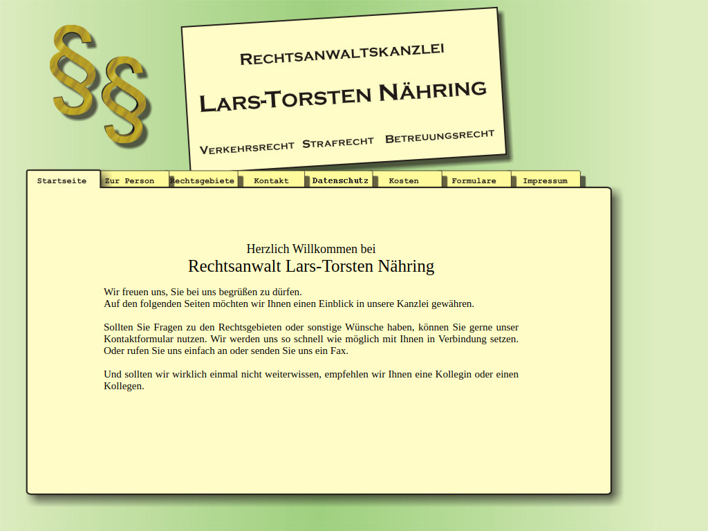 Website von Rechtsanwaltskanzlei Lars-Torsten Nähring