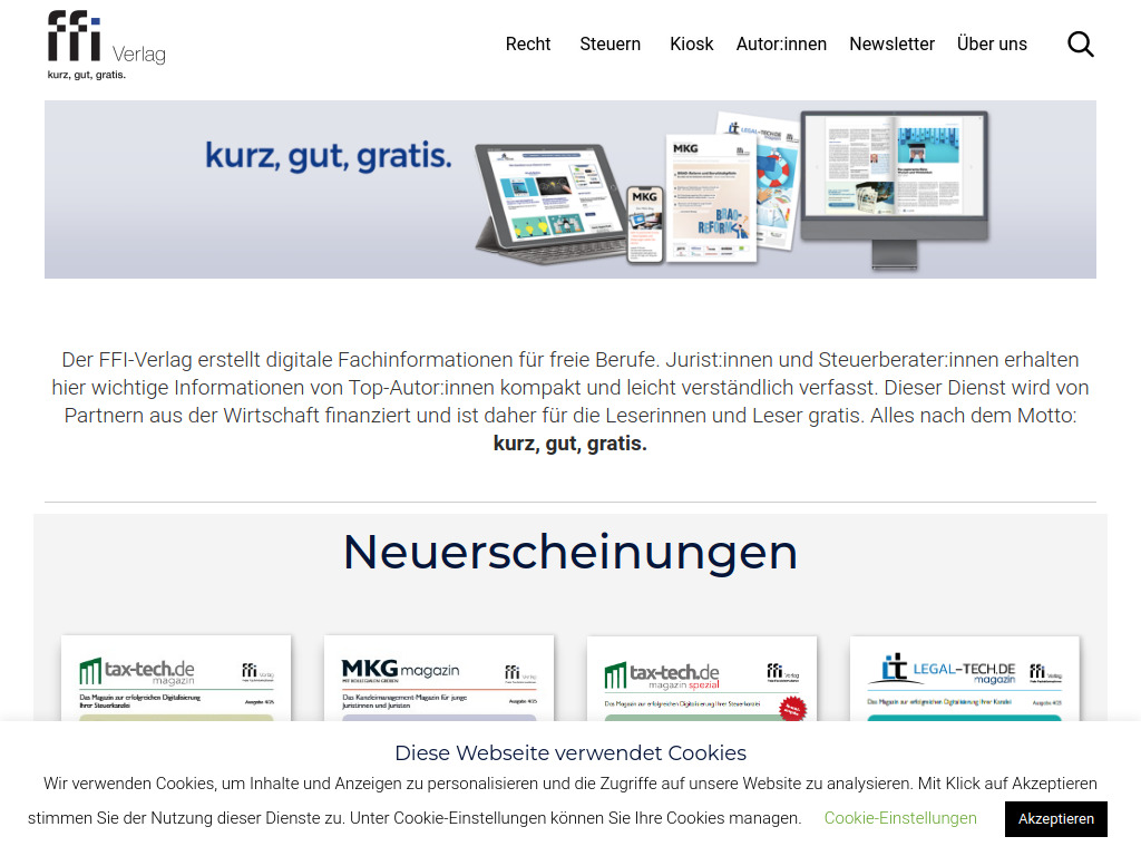 Website von Freie Fachinformationen Markus Weins GmbH in Gummersbach