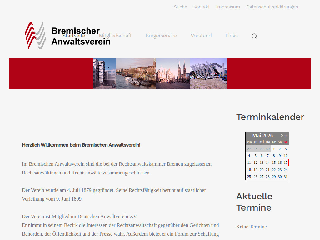 Website von Bremischer Anwaltsverein in Bremen