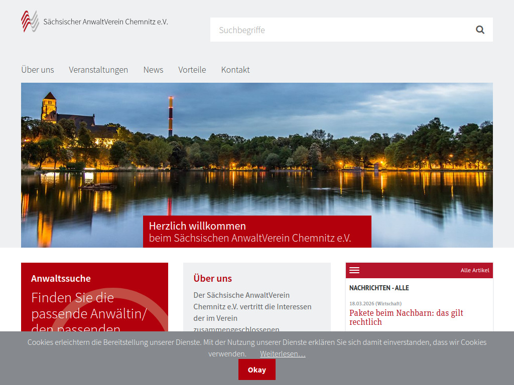 Website von Sächsischer AnwaltVerein Chemnitz e.V. in Chemnitz