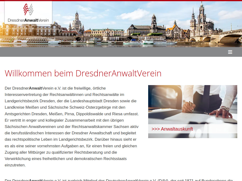 Website von DresdnerAnwaltVerein e.V. in Dresden