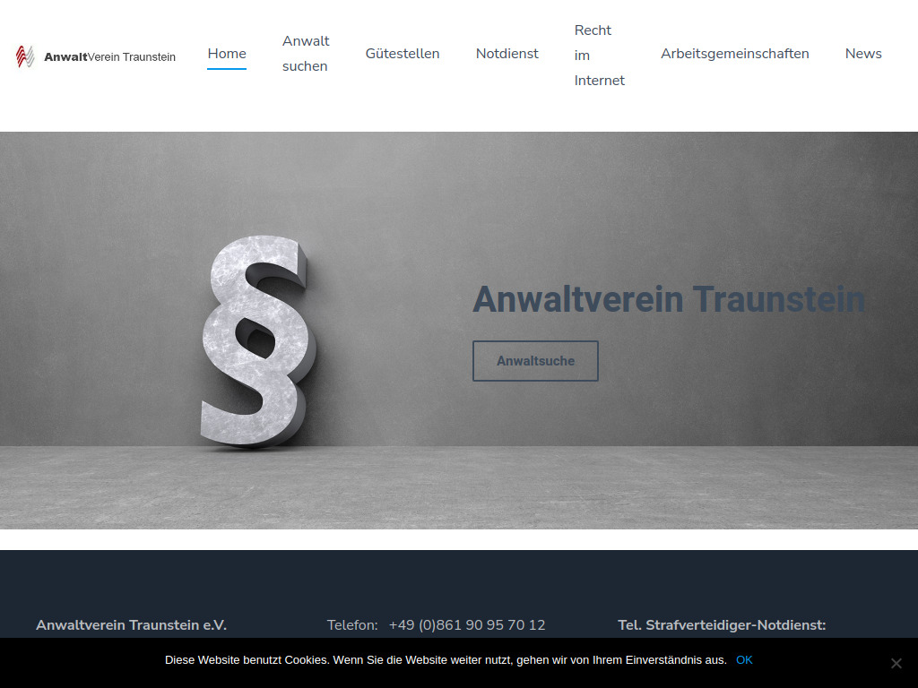 Website von Anwaltverein Traunstein e.V. in Traunstein